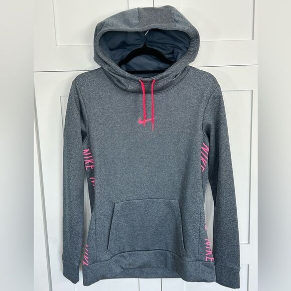Nike Dr-Fit Women's Speckled Gray Hoodie with Hot Pink Details - S - EUC - Picture 1 of 5